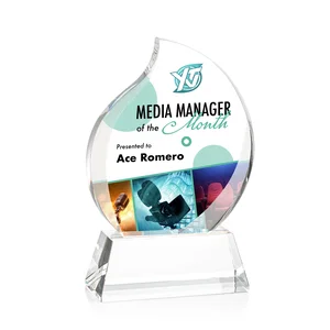 Optical Crystal Flame Award With a Full-Color Printed Base