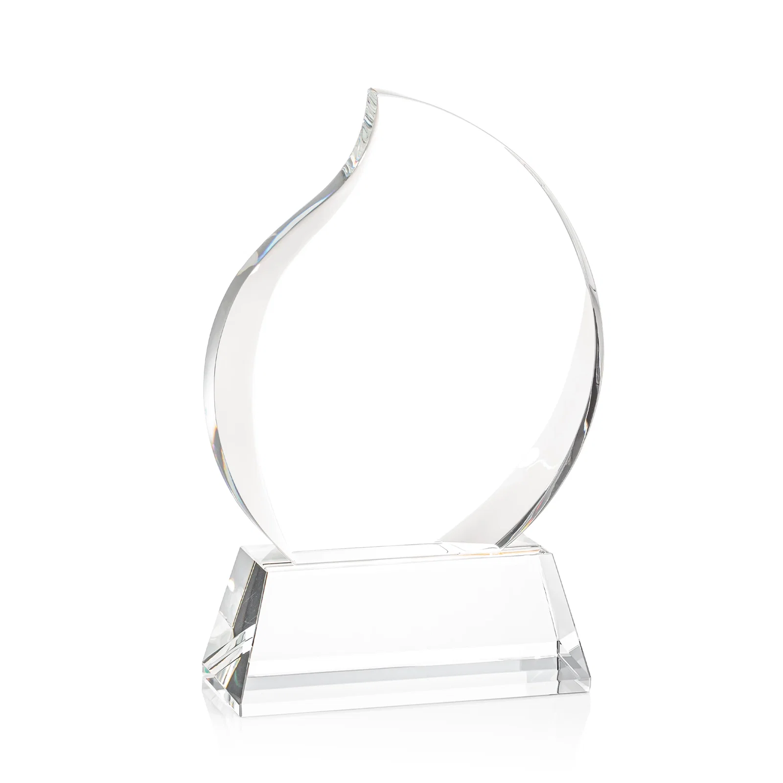 Personalized Optical Crystal Flame Award With a Full-Color Printed Base for donor appreciation