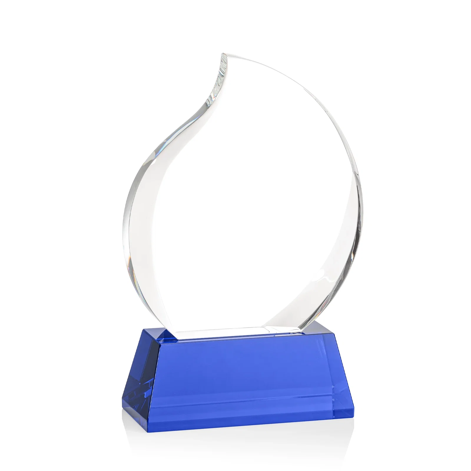 Personalized Optical Crystal Flame Award With a Full-Color Printed Base for safety achievement programs