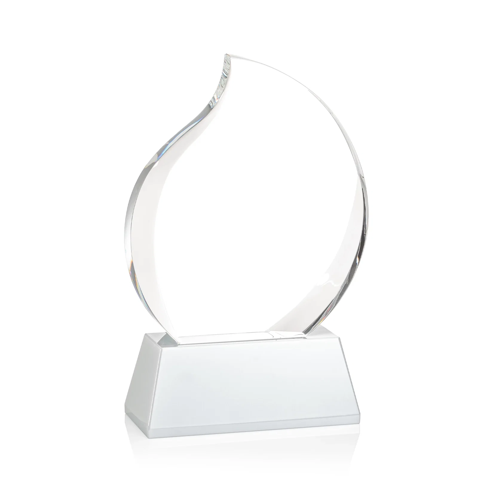 Personalized Optical Crystal Flame Award With a Full-Color Printed Base for dealer and partner awards