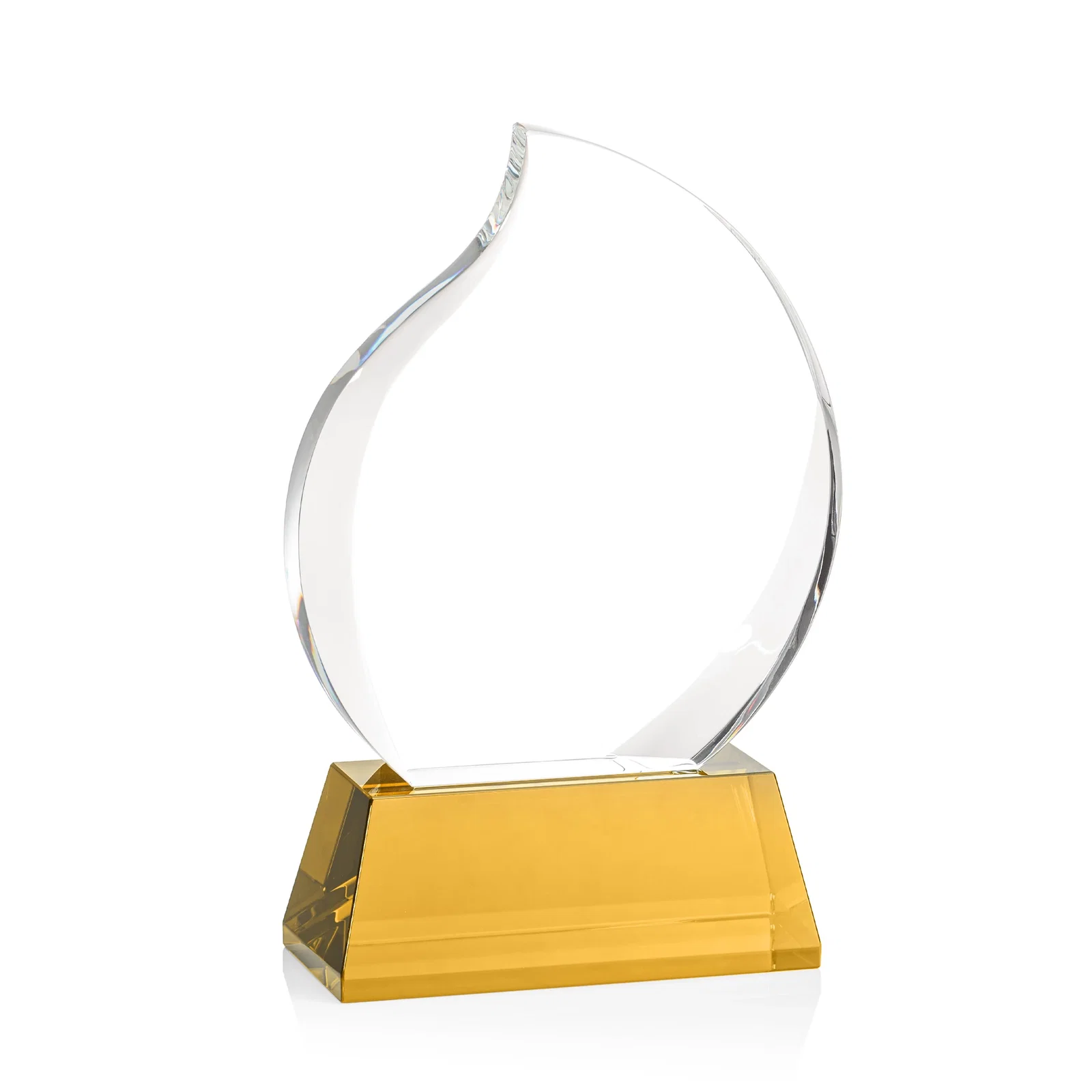 Personalized Optical Crystal Flame Award With a Full-Color Printed Base for company anniversary events