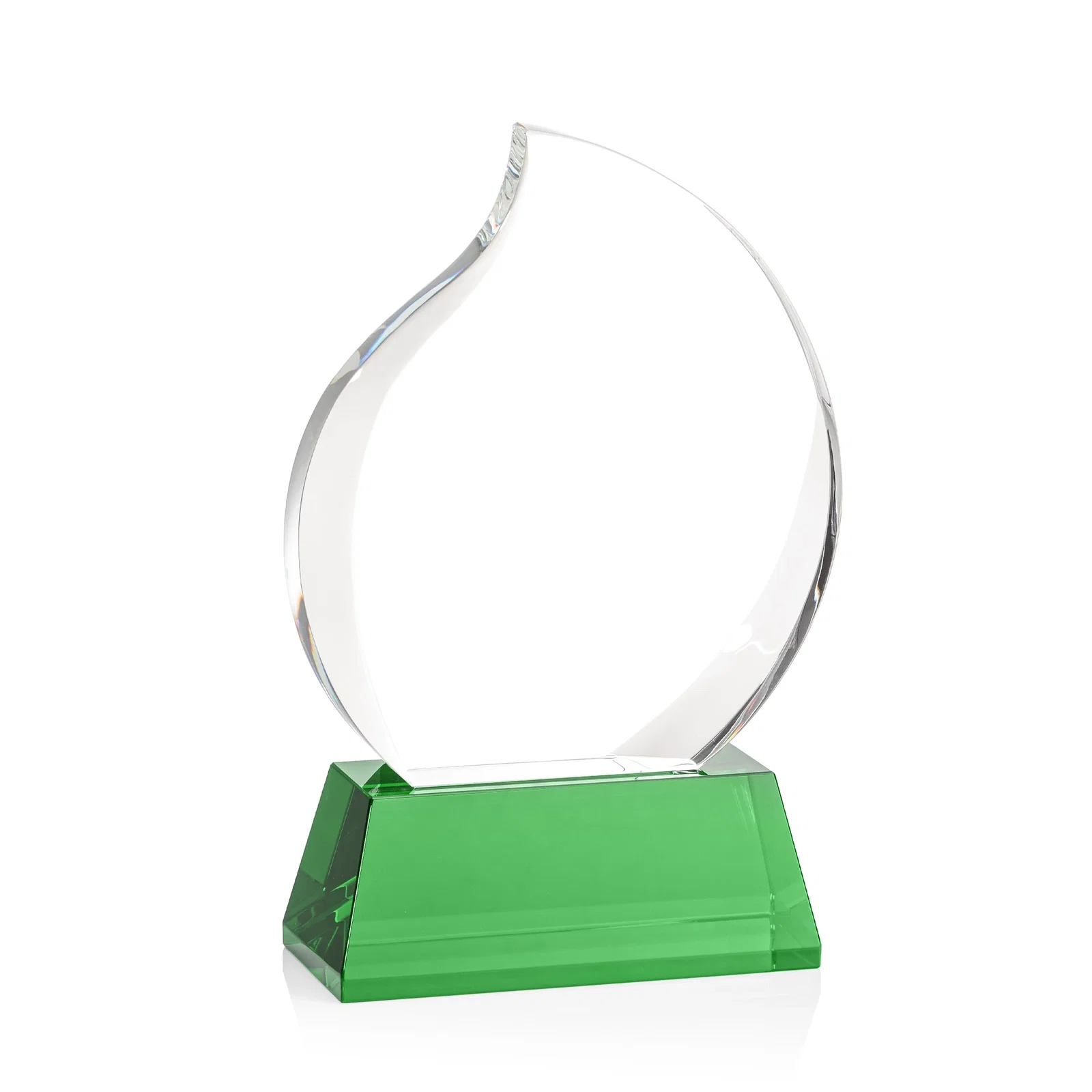 Promotional Optical Crystal Flame Award With a Full-Color Printed Base for corporate award ceremonies