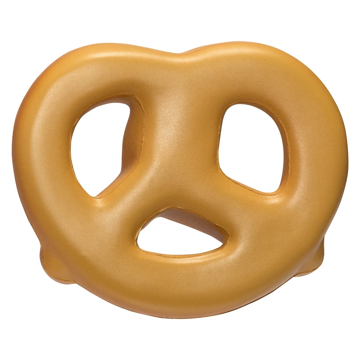 Branded Pretzel Stress Reliever held in hand, promotional stress ball in use