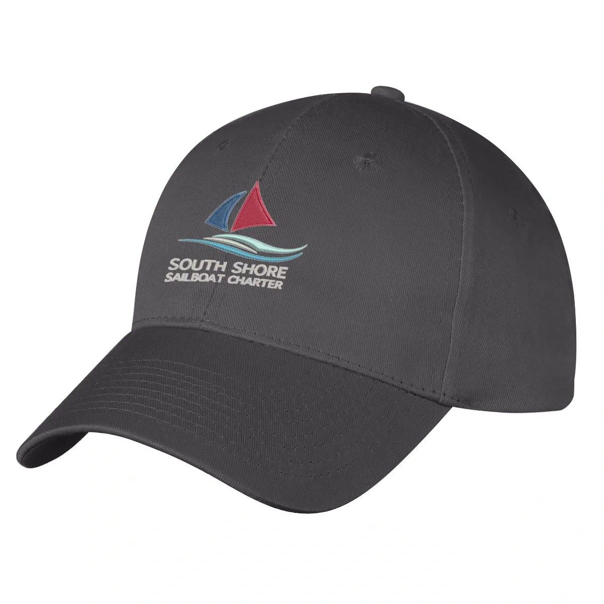 Curved bill viewed from the side of the hat
