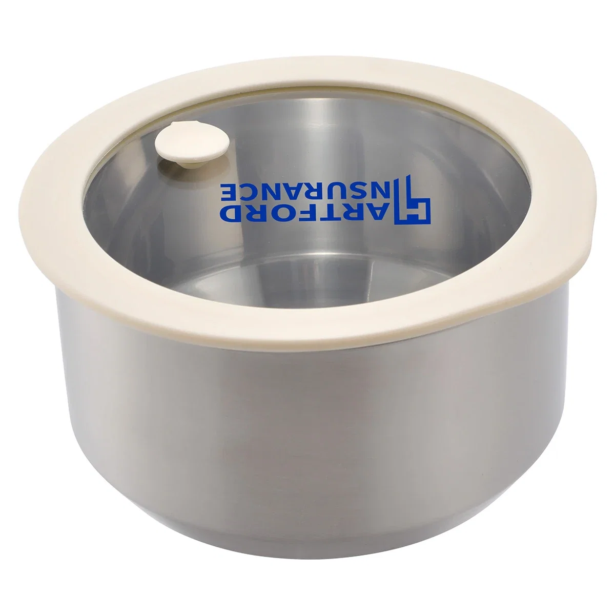 Angled view of the Prima 38 oz Stainless Steel Bowl showing the interior