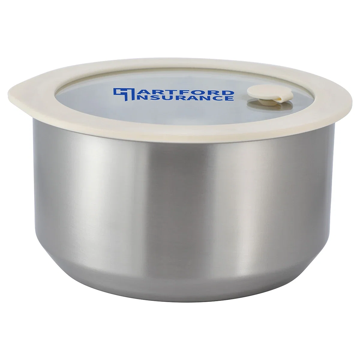 Prima Stainless Steel Bowl filled with food, lifestyle shot of the branded microwaveable bowl