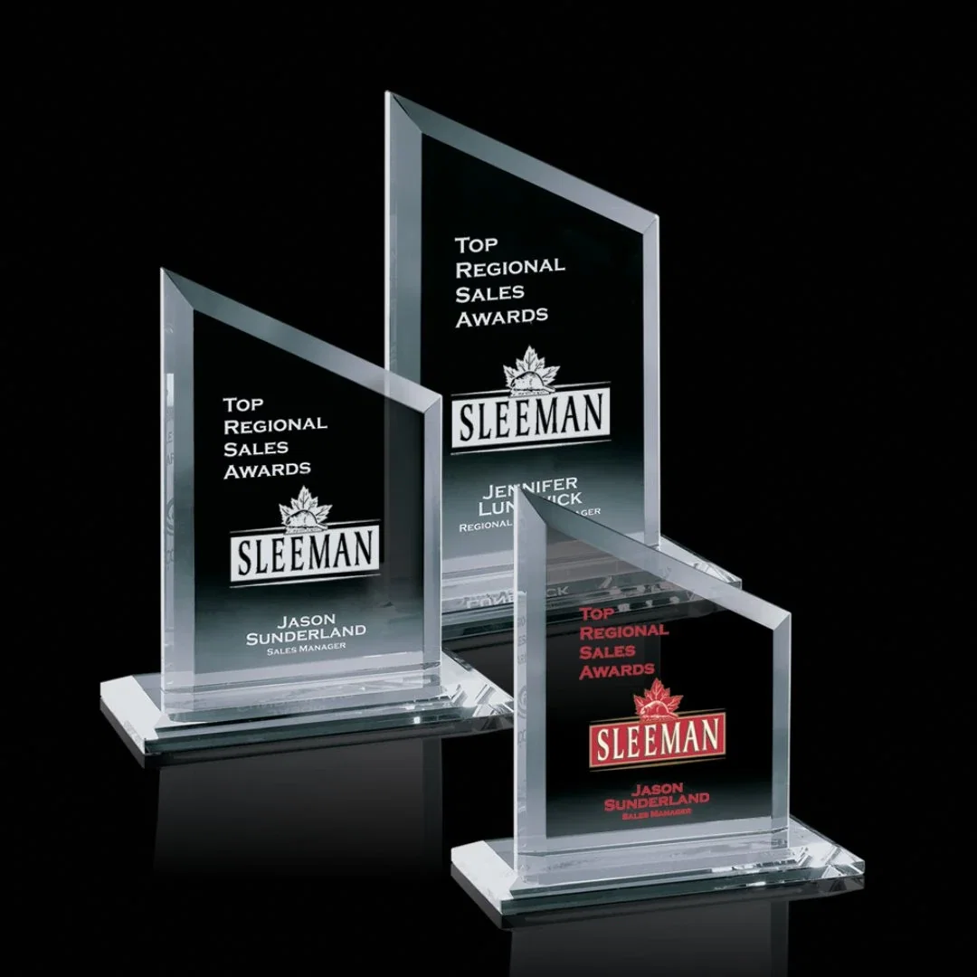 Custom Starfire Crystal Award in Clear-Only Finish, awards for employee recognition
