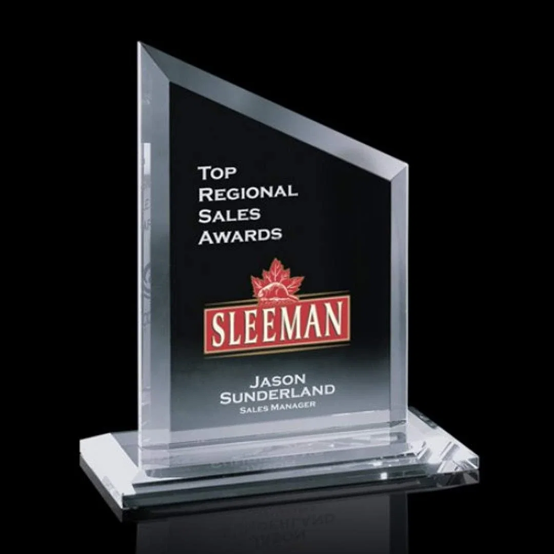 Custom Starfire Crystal Award in Clear-Only Finish, awards for service anniversary gifts