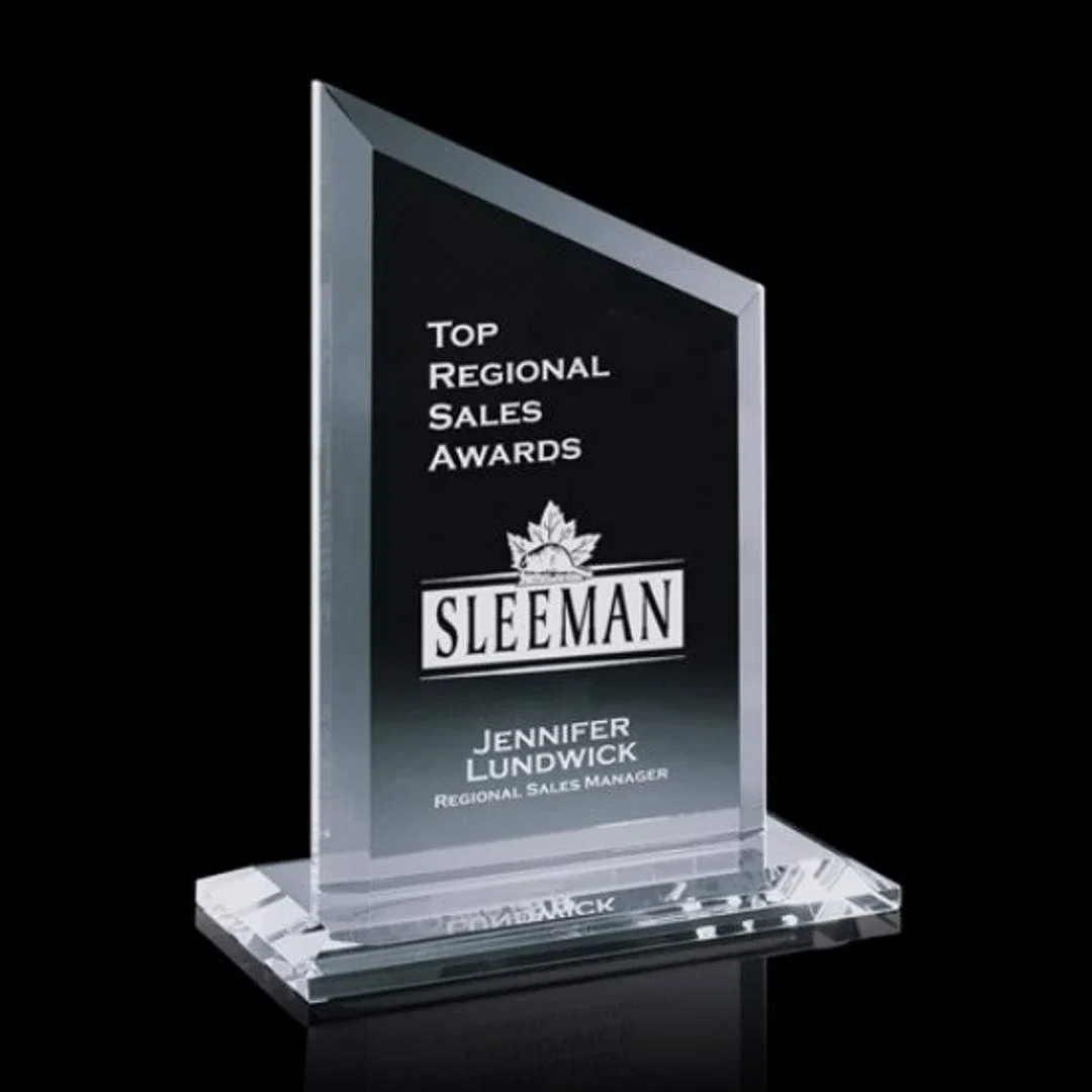 Custom Starfire Crystal Award in Clear-Only Finish, awards for sales achievement awards