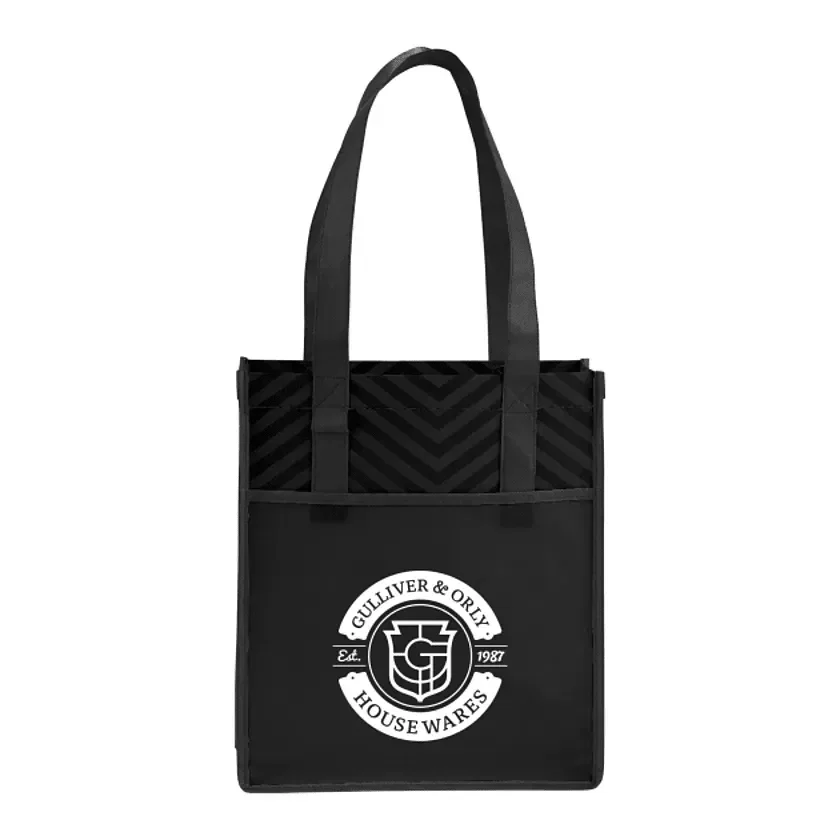 Printed Chevron Non-Woven Shopper Tote — view 3