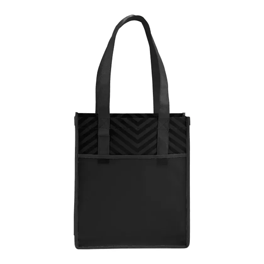 Printed Chevron Non-Woven Shopper Tote — view 4