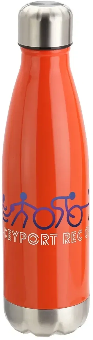 Promotional Prism copper-coated bottle close-up of the logo imprint area