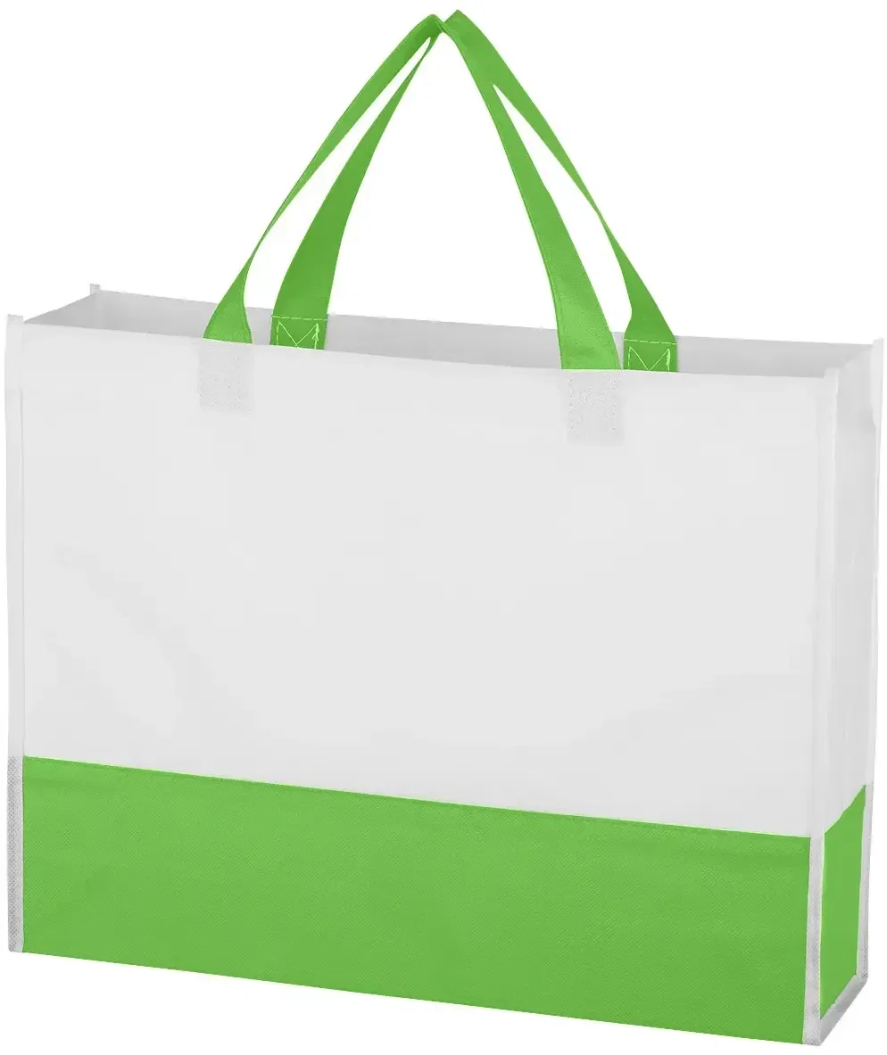 Prism non-woven shopper with white panels and colored trim