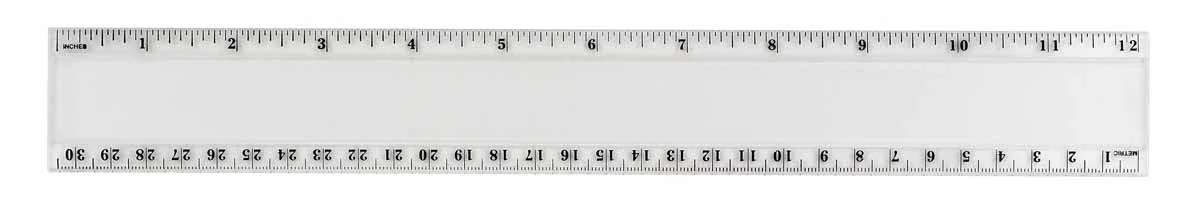 Pro-Scale Beveled-Edge 12-Inch Ruler. Heavy-duty plastic 12-inch ruler with beveled edges for school promotions, view 2