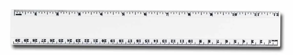 Pro-Scale Beveled-Edge 12-Inch Ruler. Heavy-duty plastic 12-inch ruler with beveled edges for school promotions, view 3