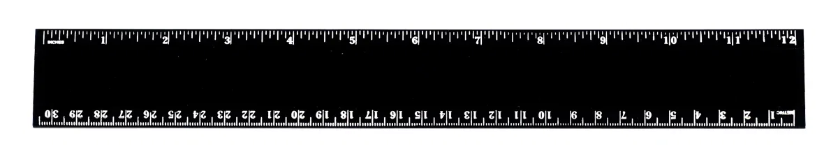 Pro-Scale Beveled-Edge 12-Inch Ruler. Heavy-duty plastic 12-inch ruler with beveled edges for school promotions, view 4