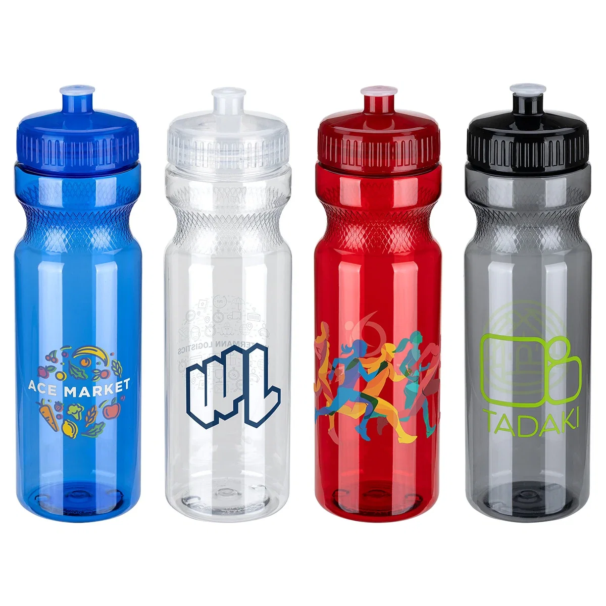 Prologue 28 oz PET sports bottle with push-pull spout lid and wide-mouth opening