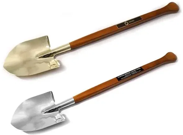 Promotional Ceremonial Groundbreaking Silver/Gold Shovel - 38" β view 1