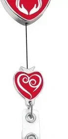 Promotional Heart Shape Chrome Double Up Secure ID Badge Reel — view 3