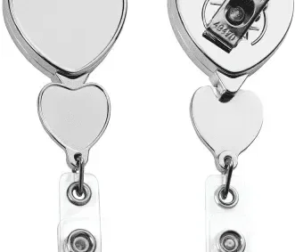 Promotional Heart Shape Chrome Double Up Secure ID Badge Reel — view 4