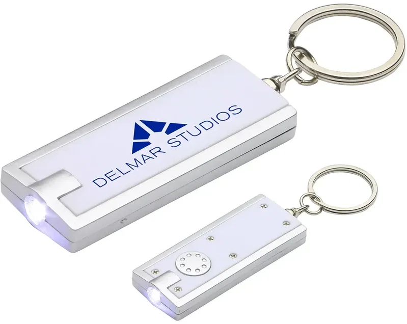 Logo push-button key chain light side profile