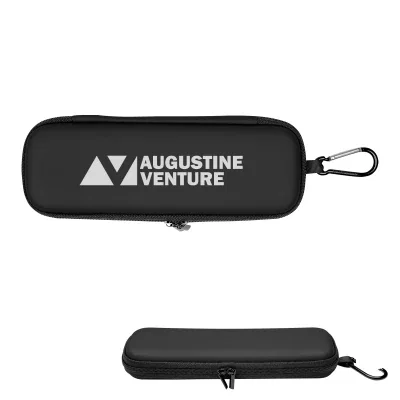 Slim protective case with a carabiner clip attached
