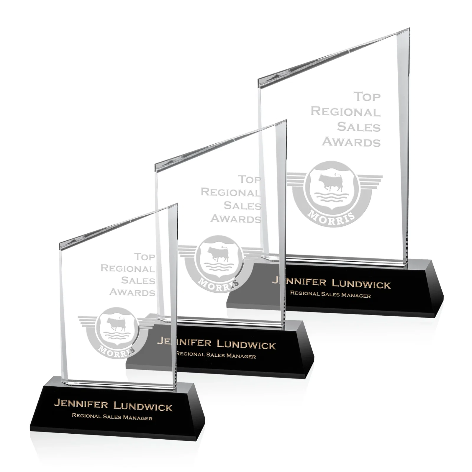 Custom Optical Crystal Diamond Award with Abstract Angled Bevels for employee recognition