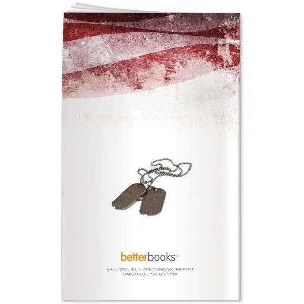 PTSD & Suicide Prevention Booklet open to inside pages listing warning signs and how to help