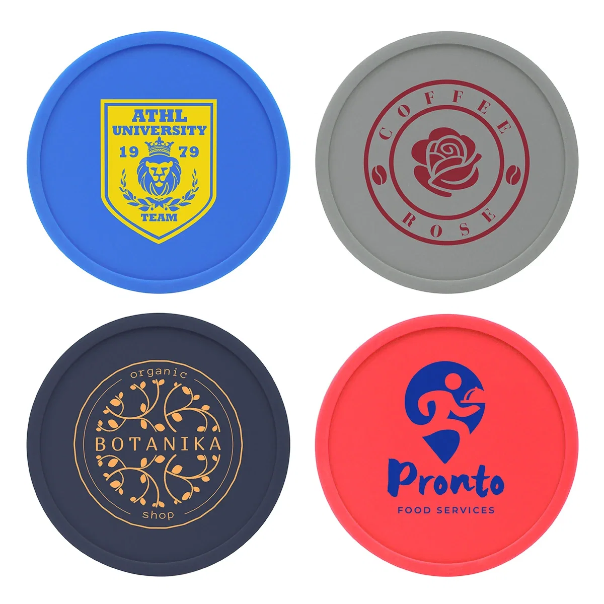 Stack of Pub Silicone Coasters shown in assorted colors