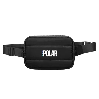 Puffer belt bag with a padded body and adjustable waist strap