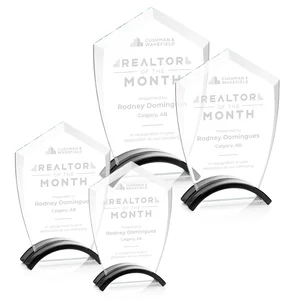 Starfire Crystal Shield Award on Ebony Arch Base