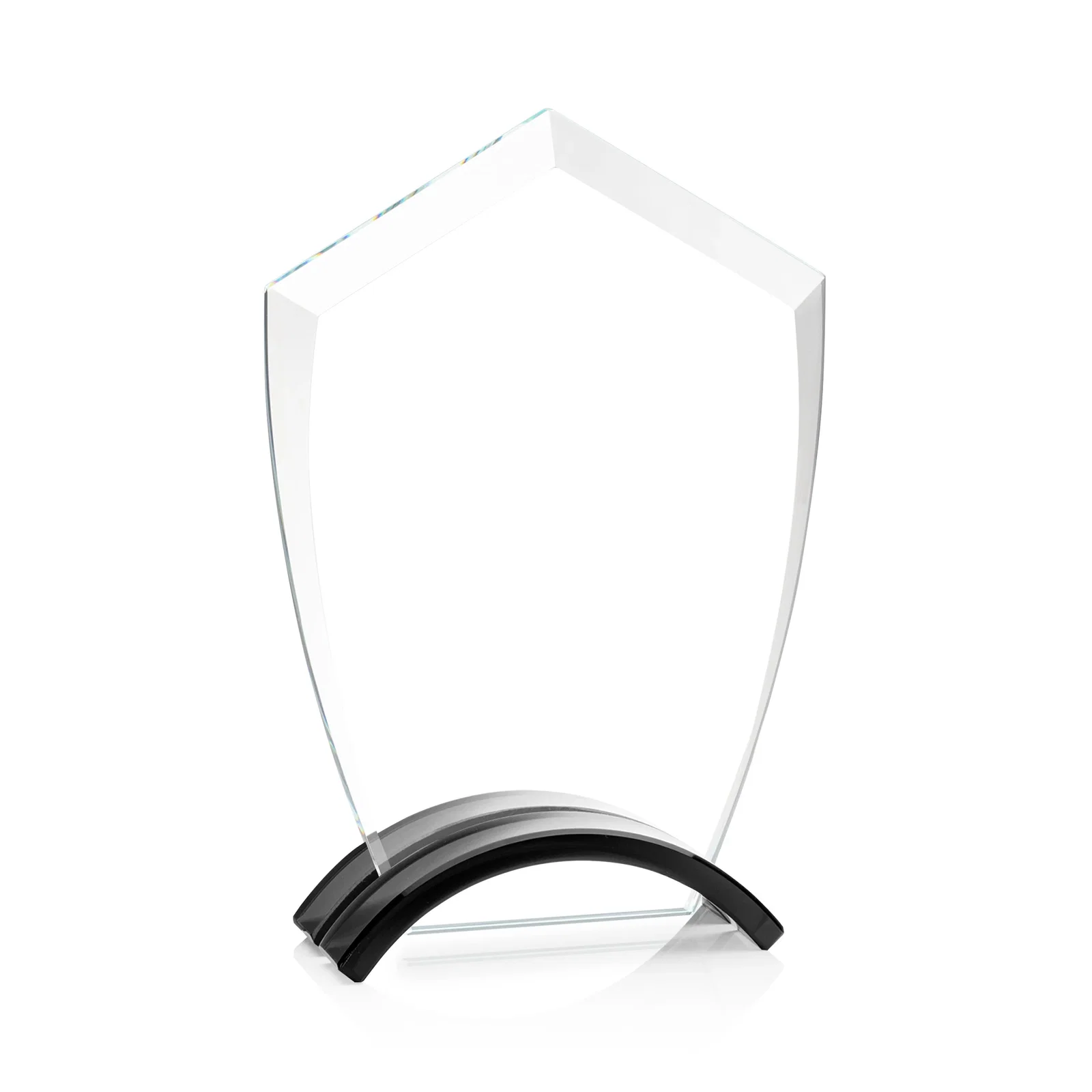 Personalized Starfire Crystal Shield Award on Ebony Arch Base, awards for safety achievement programs