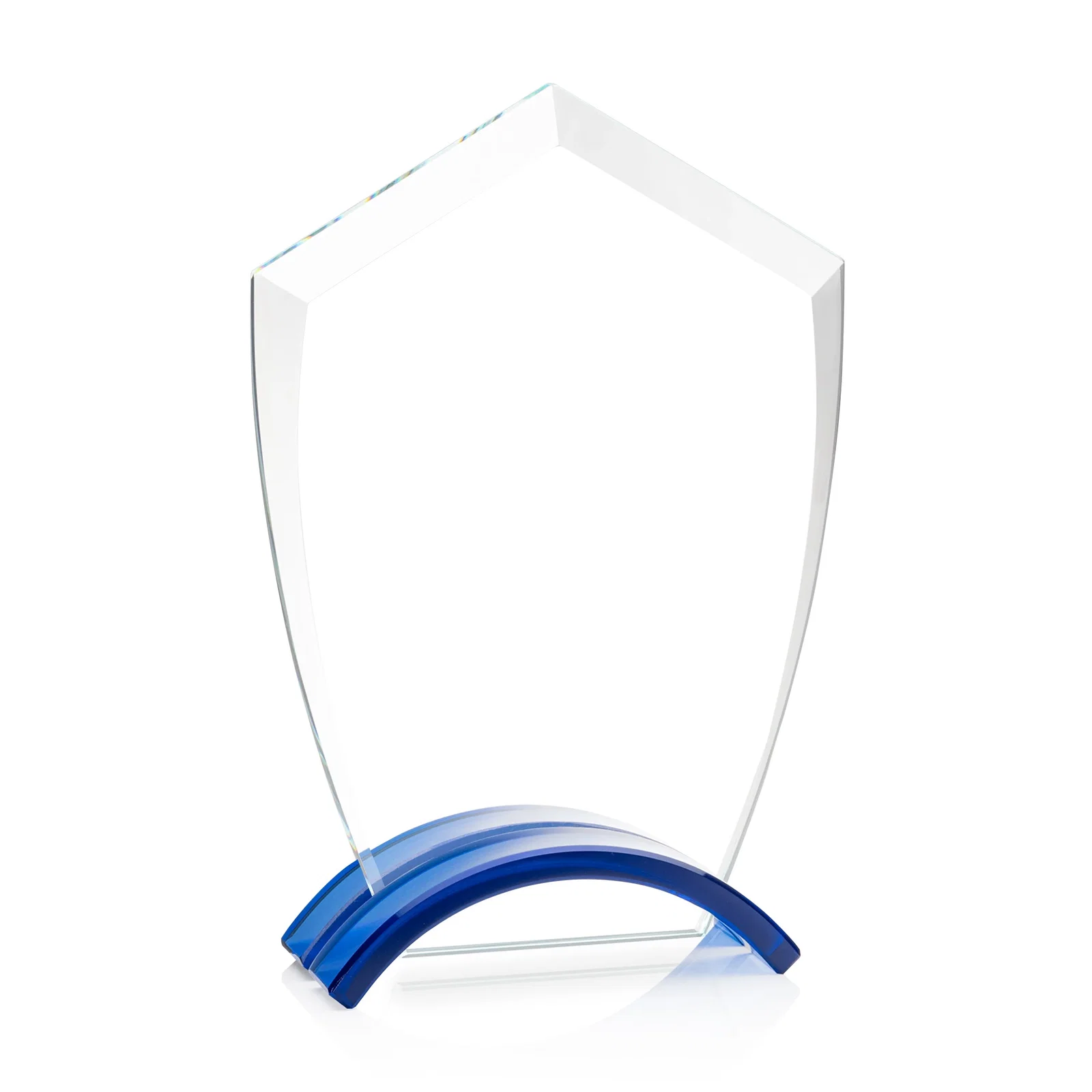Promotional Starfire Crystal Shield Award on Ebony Arch Base, awards for corporate award ceremonies