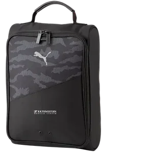 Custom Puma Golf Shoe Bag (Polyester, Reflective Cat Logo, Black Camo, Metal Eyelets, Two Way Zip)