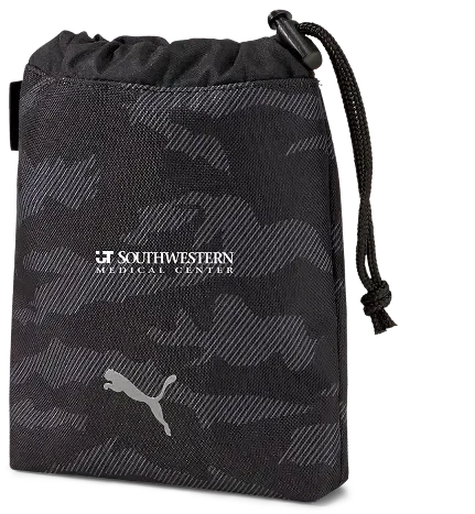 Custom Puma Golf Valuables Pouch – Reflective Cat Logo, Black Camo, Top Cinch Closure