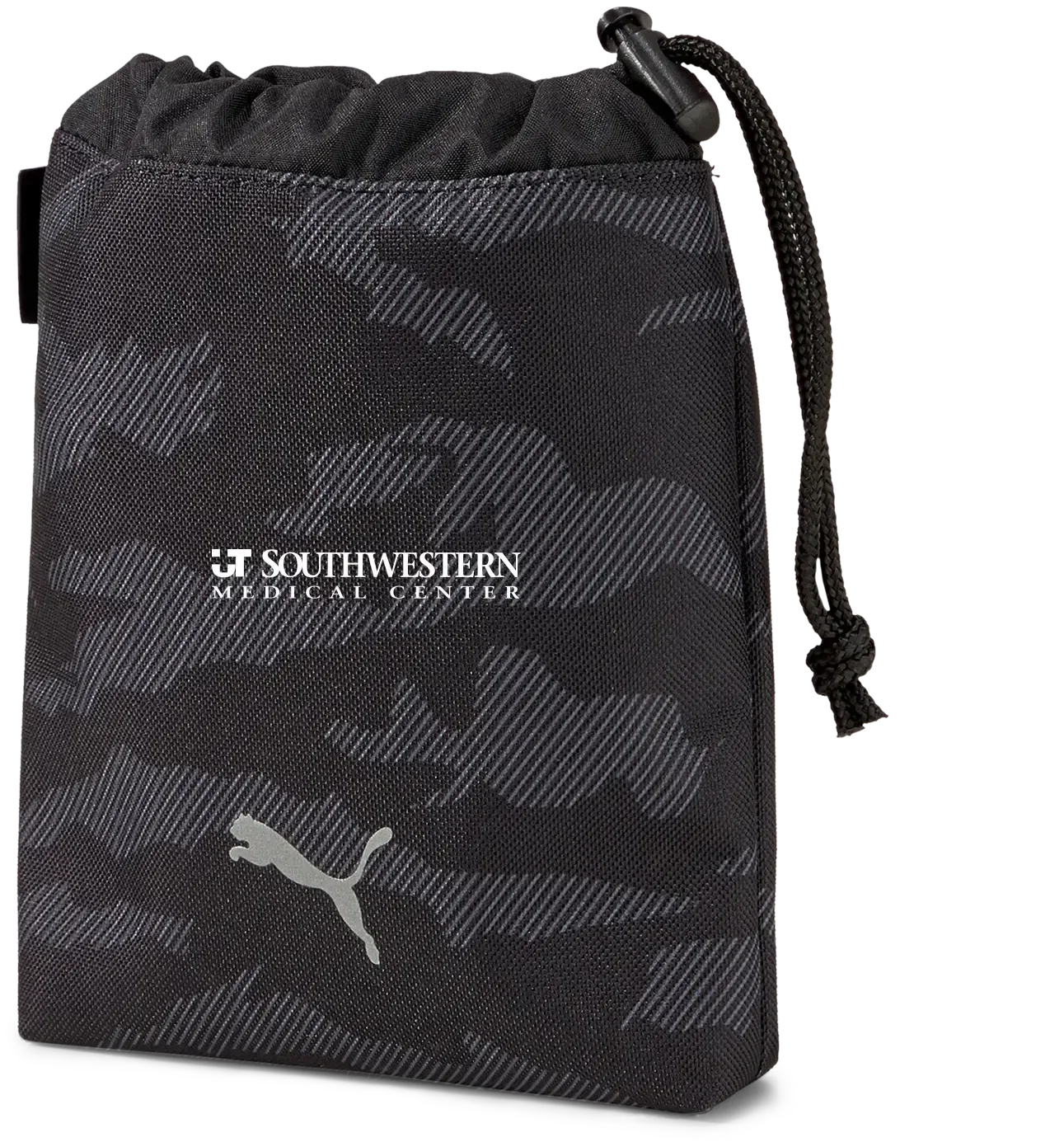 Custom Puma Golf Valuables Pouch – Reflective Cat Logo, Black Camo, Top Cinch Closure — view 2