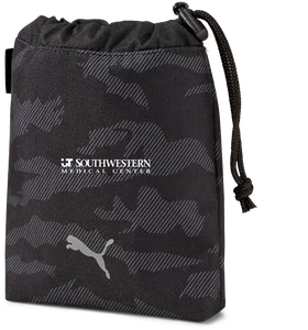 Custom Puma Golf Valuables Pouch – Reflective Cat Logo, Black Camo, Top Cinch Closure