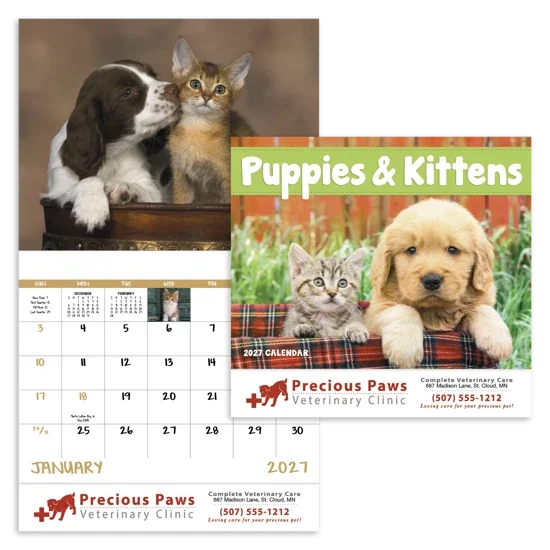 Good Value™ Puppies & Kittens - Stapled Calendar