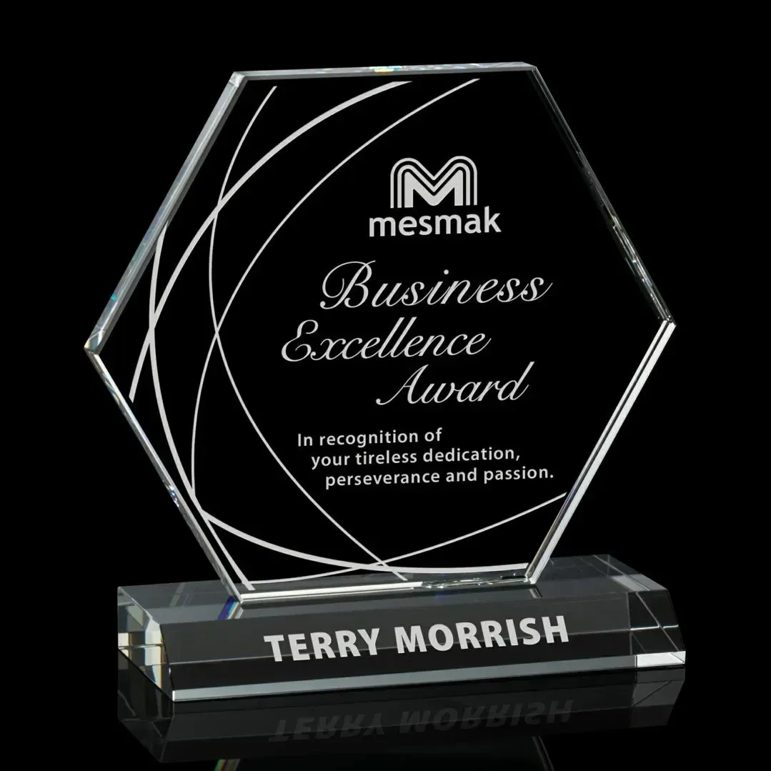 Customizable Crystal Hexagon Award for Business Achievements