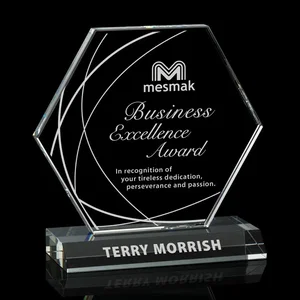 Customizable Crystal Hexagon Award for Business Achievements