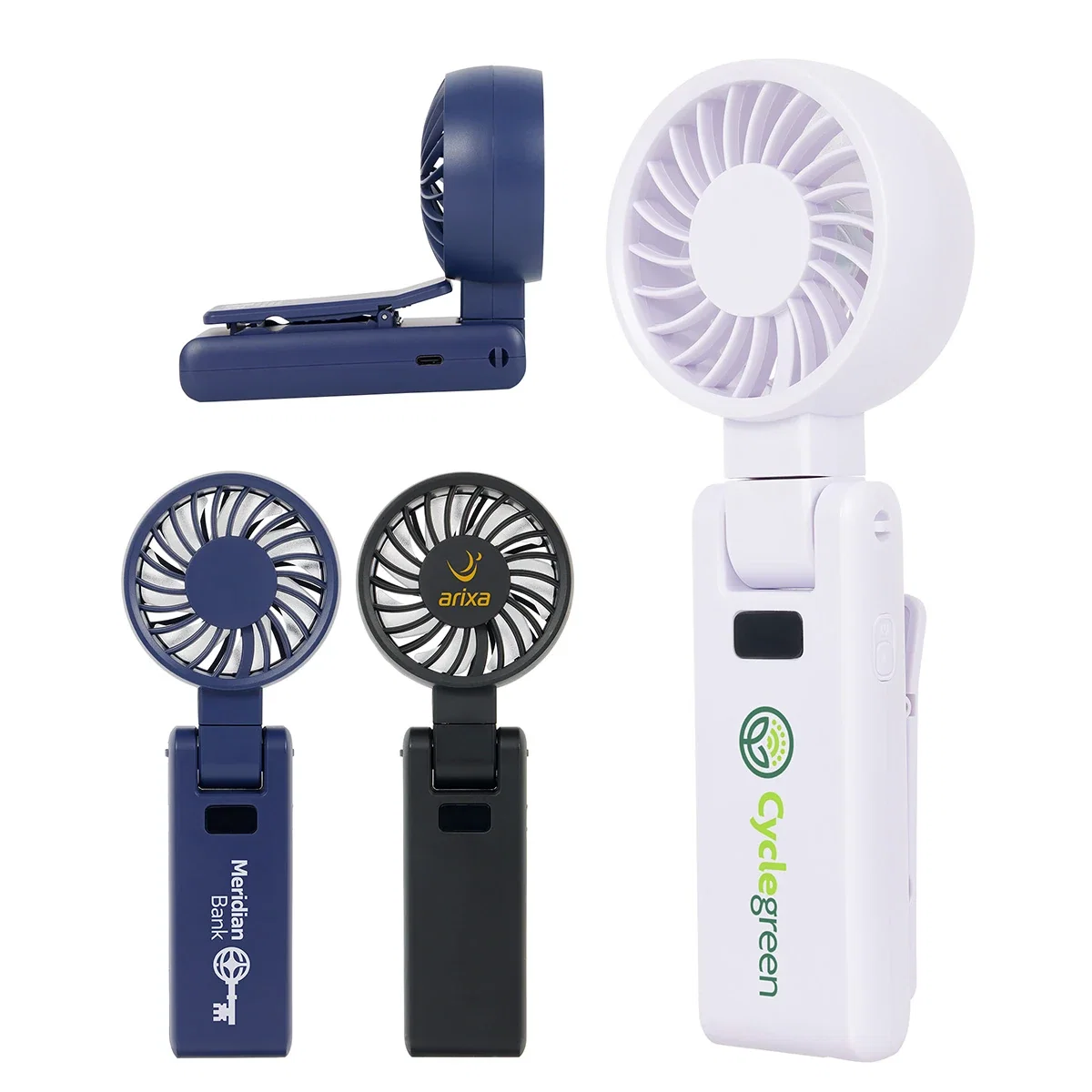 Custom Purl Handheld Fan, front view of the branded high speed fan