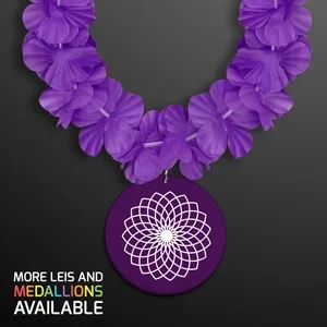 Purple Flower Hawaiian Lei with Custom Medallion — view 2