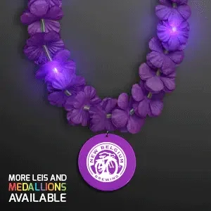 Purple Flower Hawaiian Lei with Custom Medallion