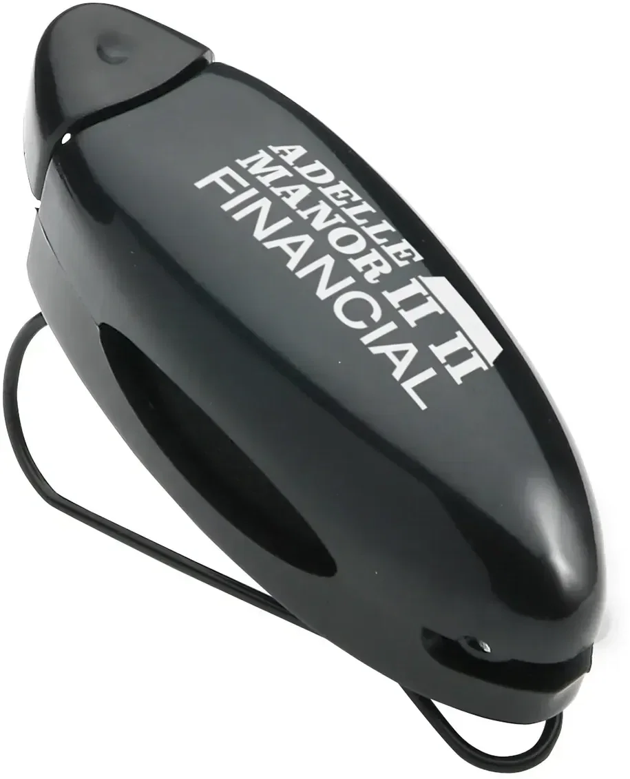 Custom sunglasses holder clip side profile showing spring clip