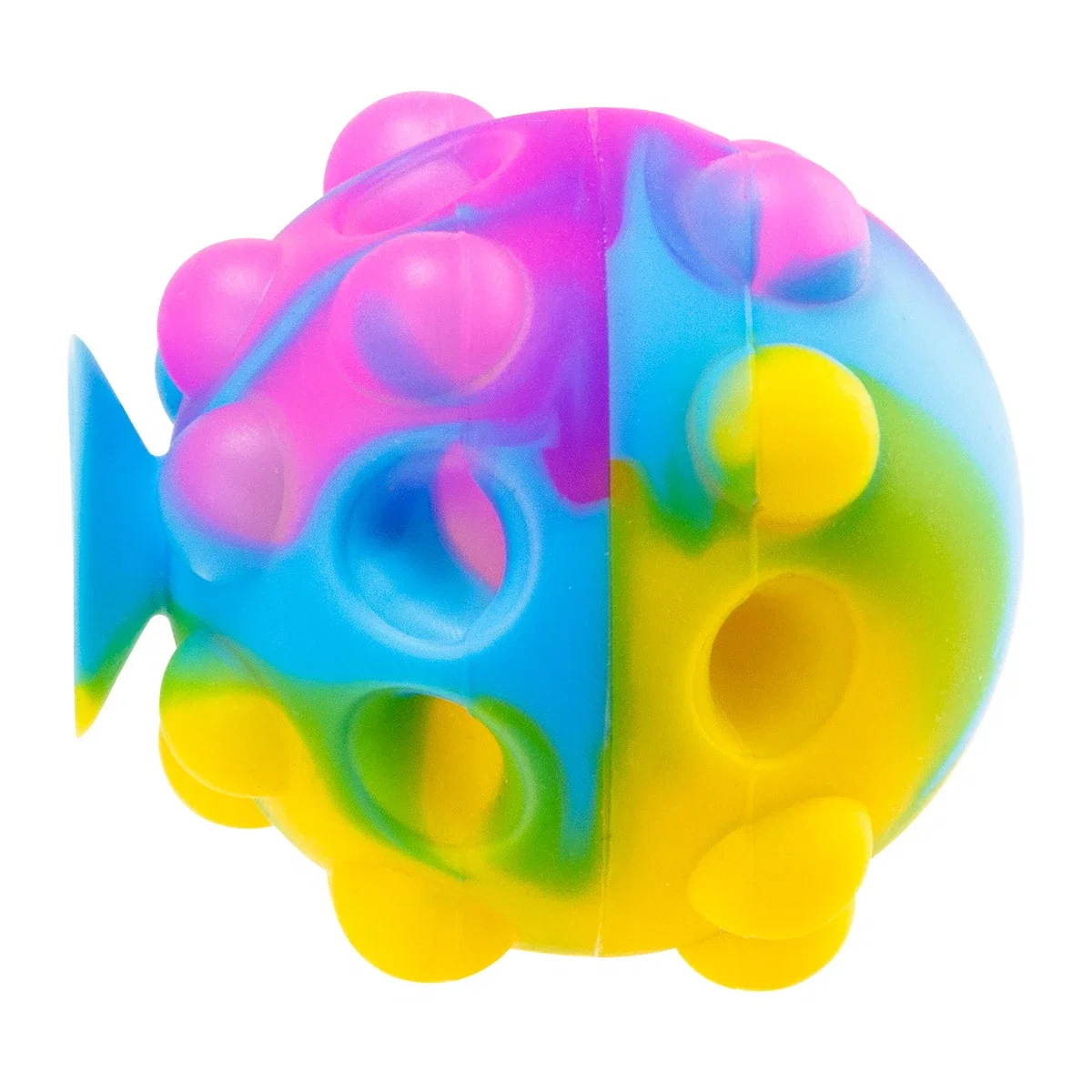 Close-up of the Push Pop Ball's suction cup base and popper texture