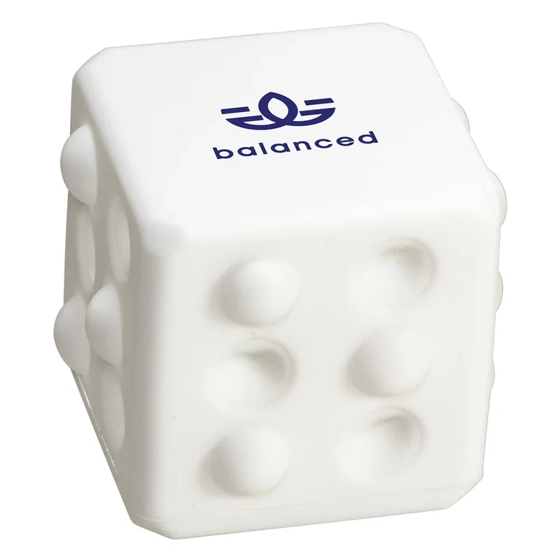 Push Pop Cube in white, angled product shot of the bubble-popper face