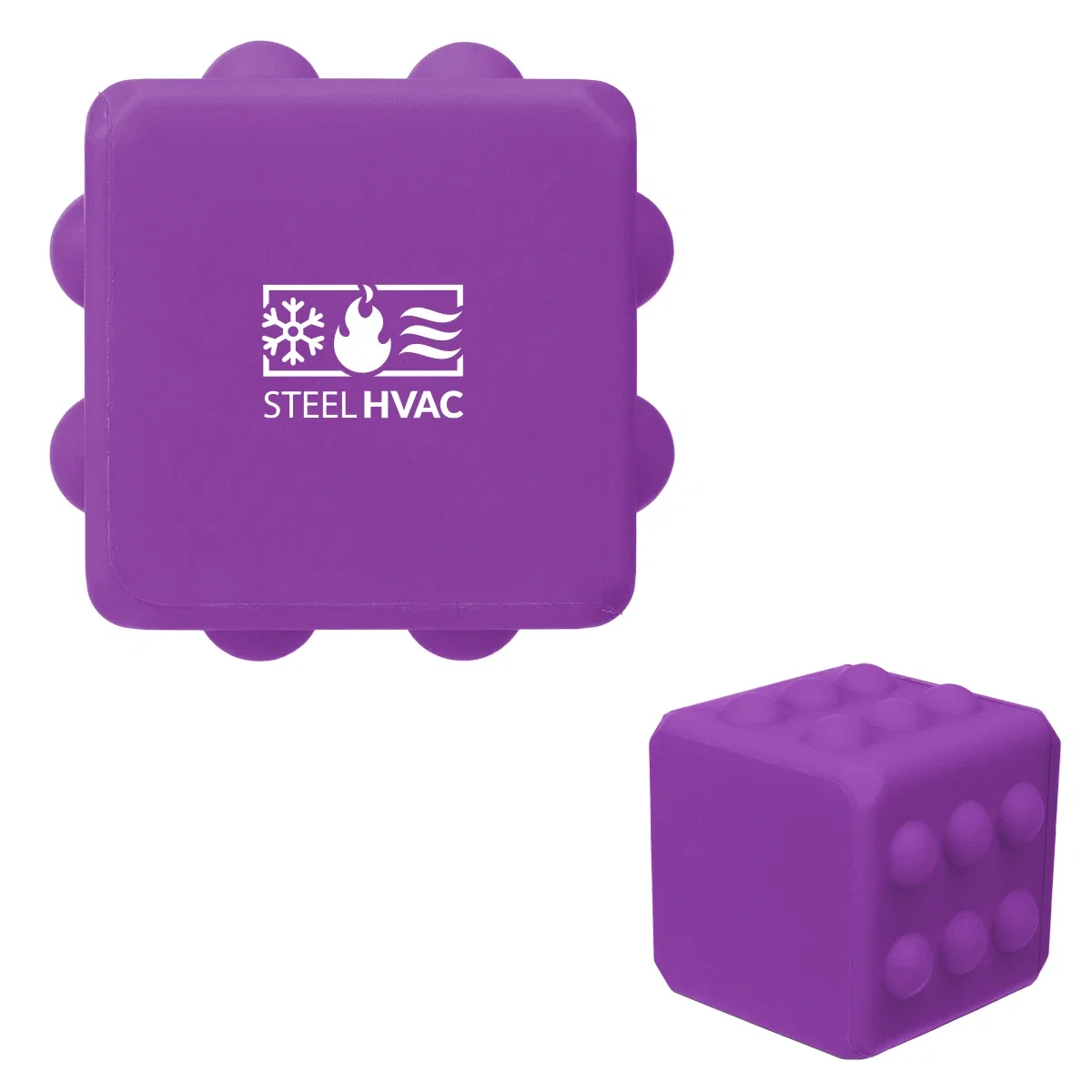 Red fidget block with pressed and unpressed bubbles