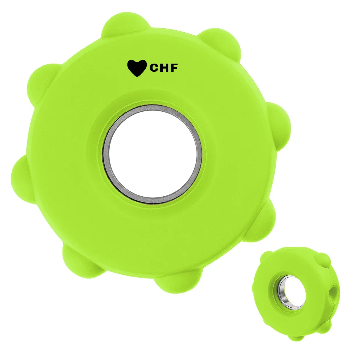 Two inch spinner with push pop bubbles on the face