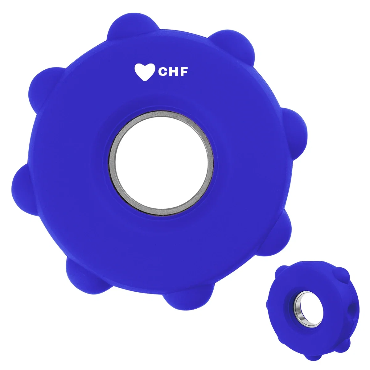 Circular fidget disc that spins between the fingers