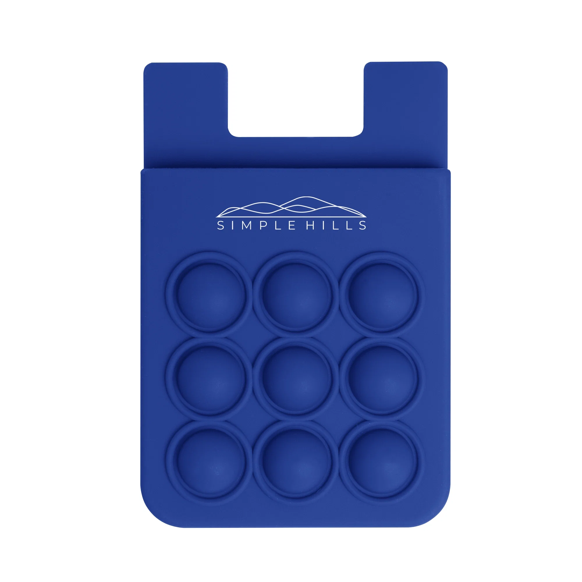 Silicone push pop phone wallet with a fidget bubble grid